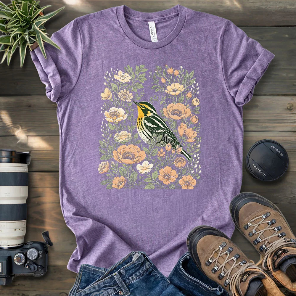 Floral Blackburnian Warbler T-shirt