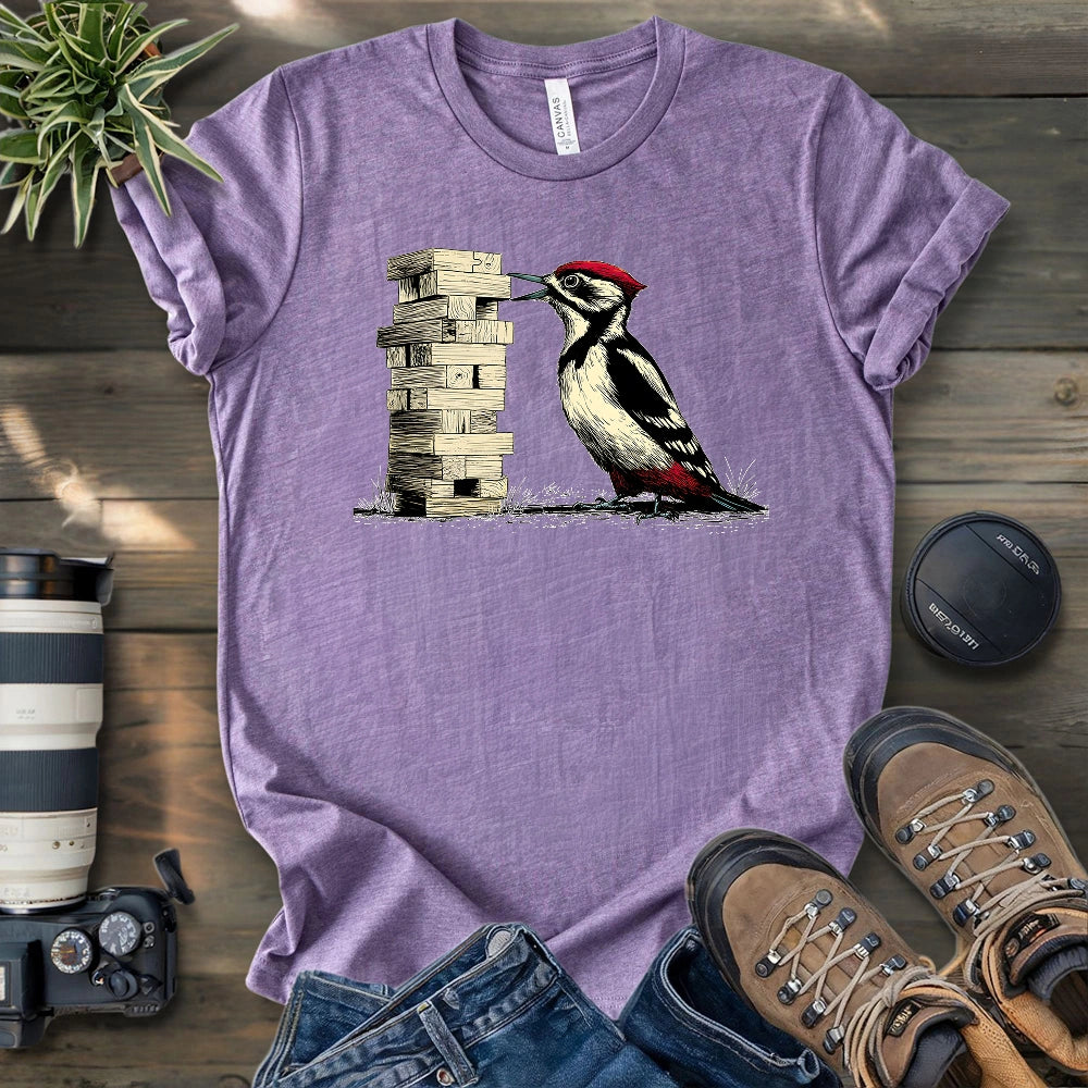 Woodpecker Playing Jenga T-shirt