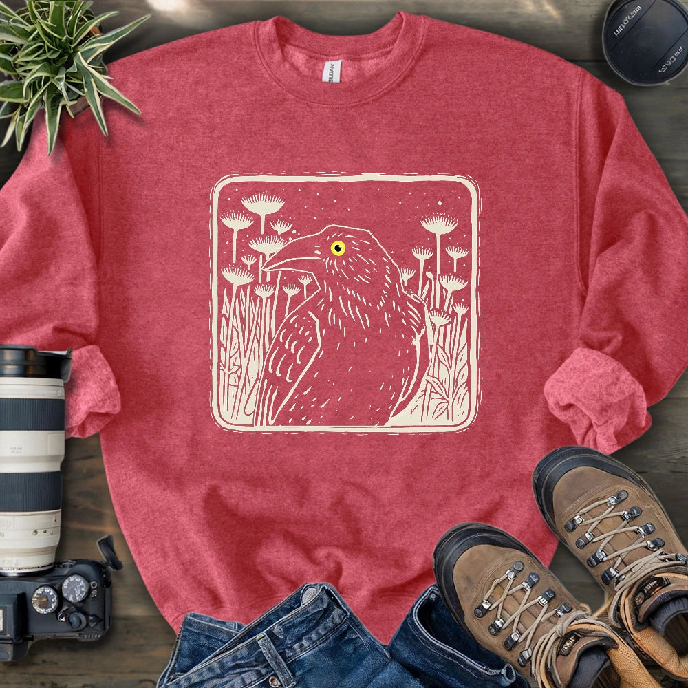 Floral Crow Silhouette Sweatshirt