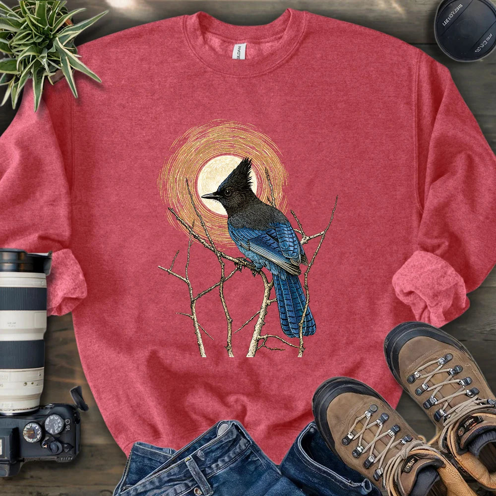 Steller's Jay Under Forest Moonlight Sweatshirt