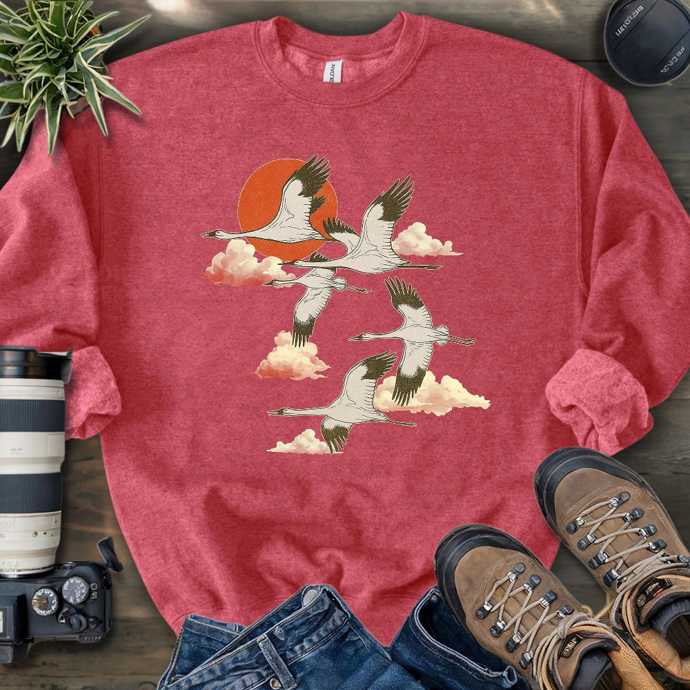 Twilight Whooping Cranes Sweatshirt