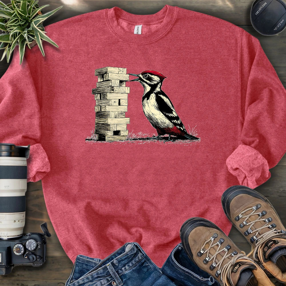 Woodpecker Playing Jenga Sweatshirt