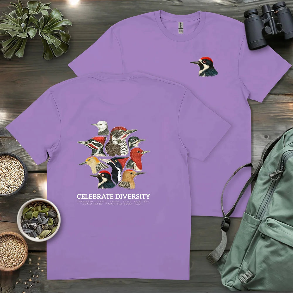 Celebrate Diversity Of Woodpeckers 2 Side T-shirt