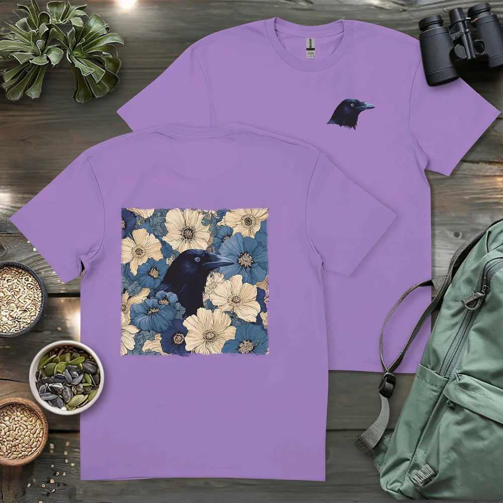Raven In Flower Field 2 Side T-shirt