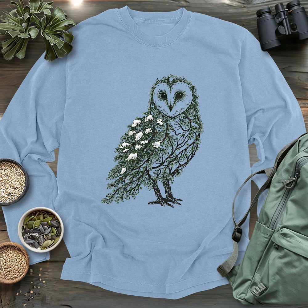 Barn Owl Made By Leaves Long Sleeve T-shirt