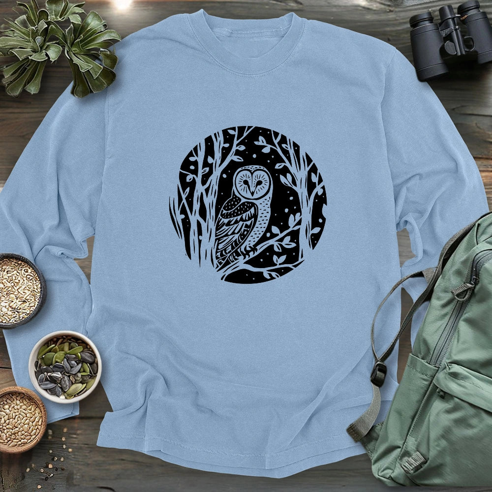 Simple Winter Barn Owl Long Sleeve T-shirt