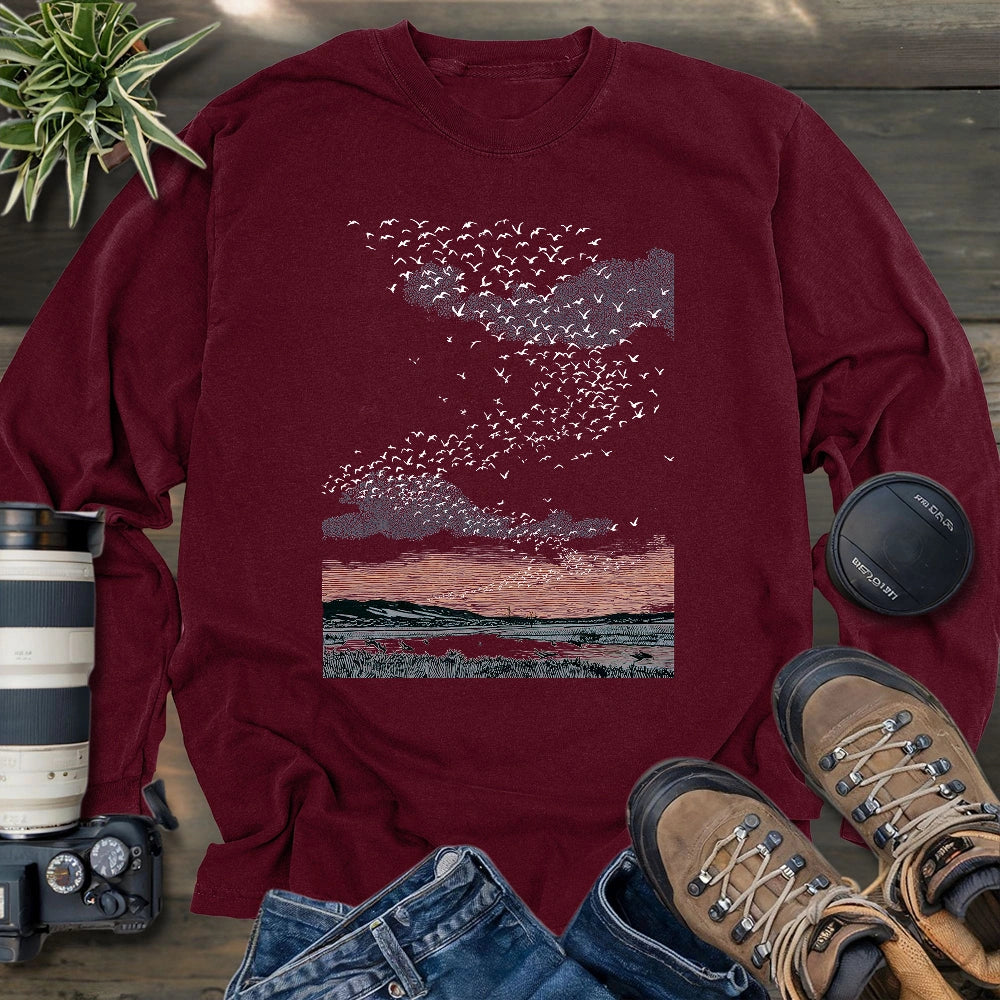 Migrating Wild Ducks Long Sleeve T-shirt