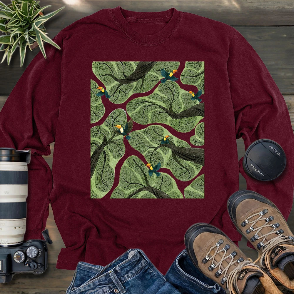 Toucan In Jungle Long Sleeve T-shirt