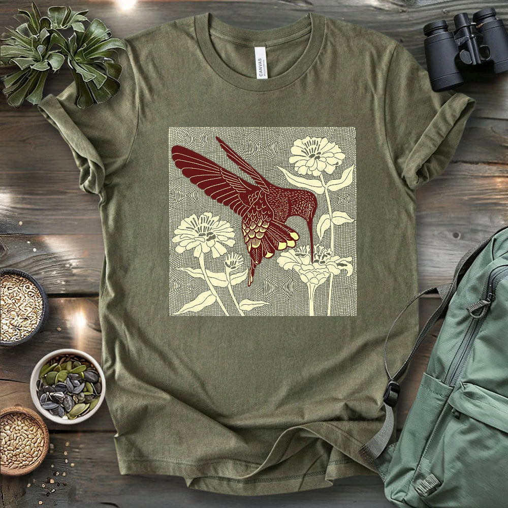 Linocut Hummingbird T-shirt