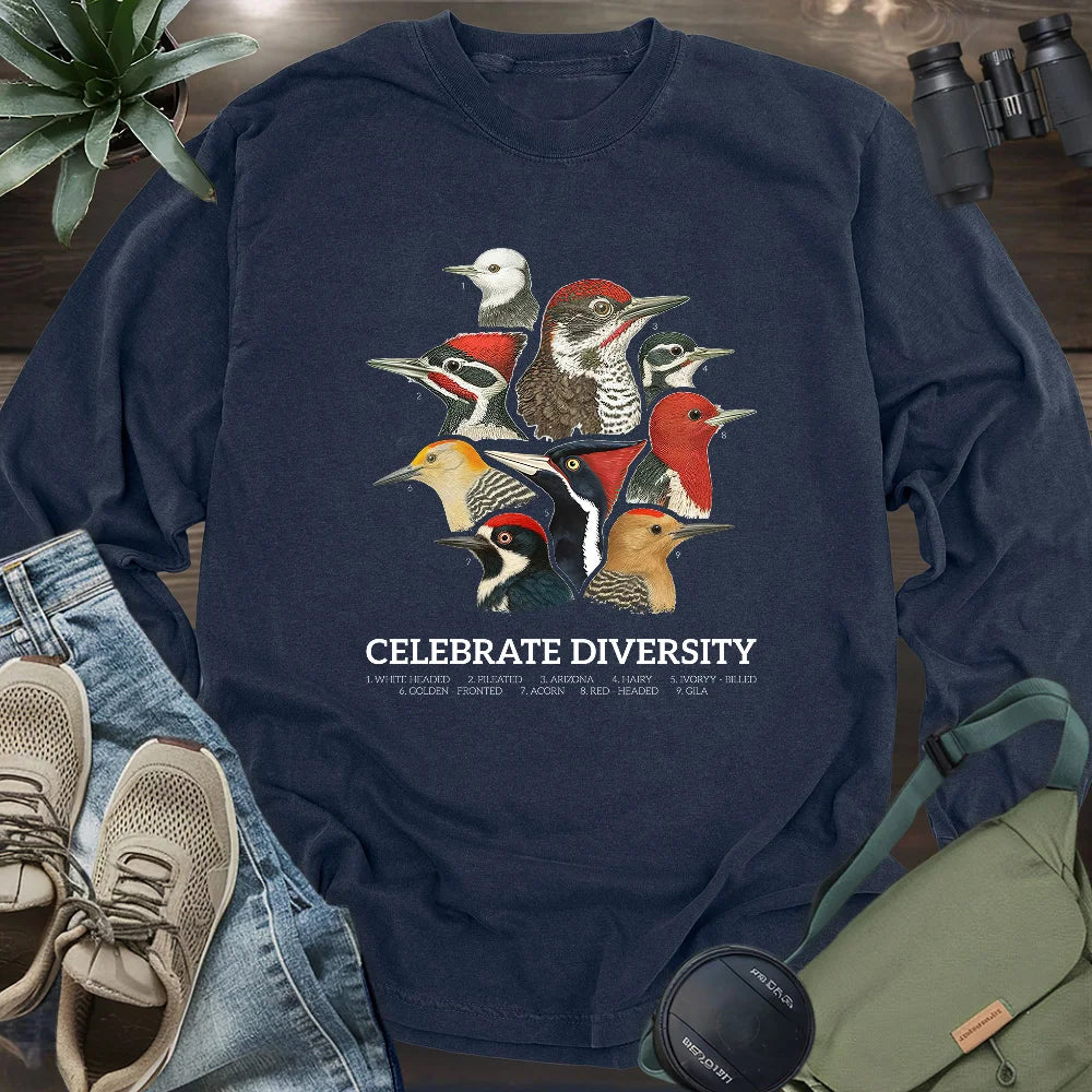 Celebrate Diversity Of Woodpeckers Long Sleeve T-shirt
