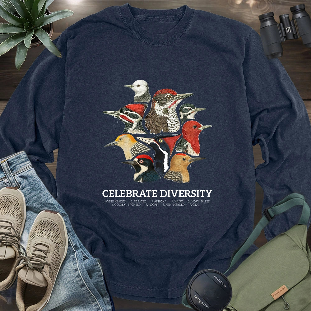 Celebrate Diversity Of Woodpeckers Long Sleeve T-shirt
