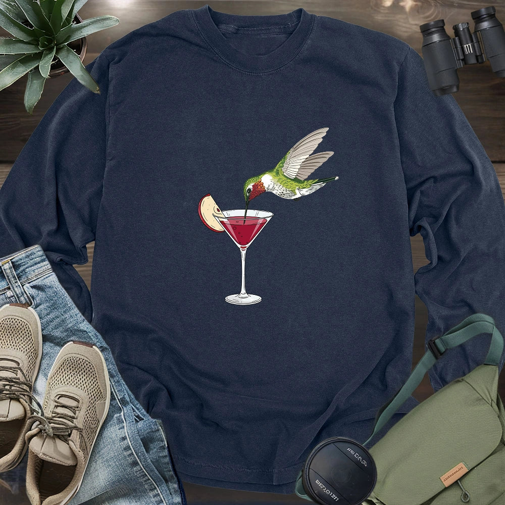 Hummingbird Sipping Cocktail Long Sleeve T-shirt