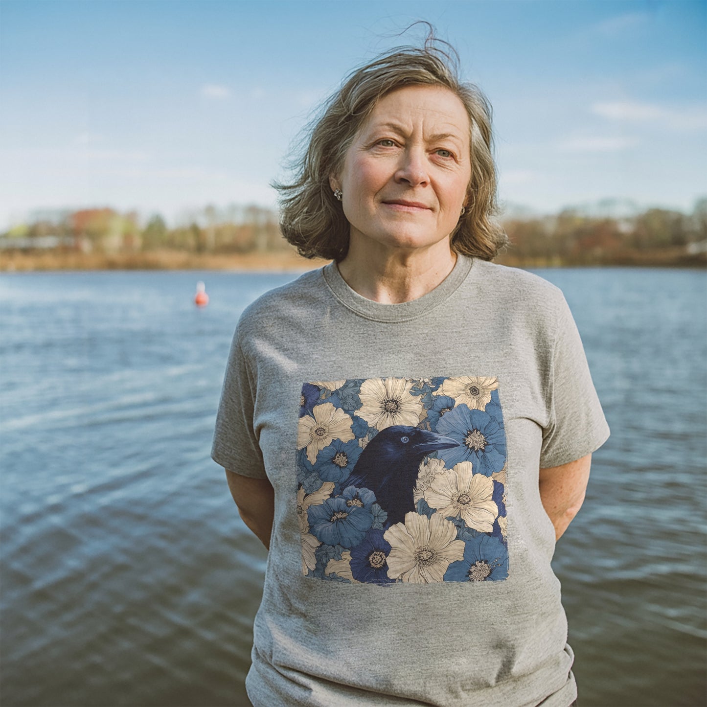 Raven In Flower Field T-shirt
