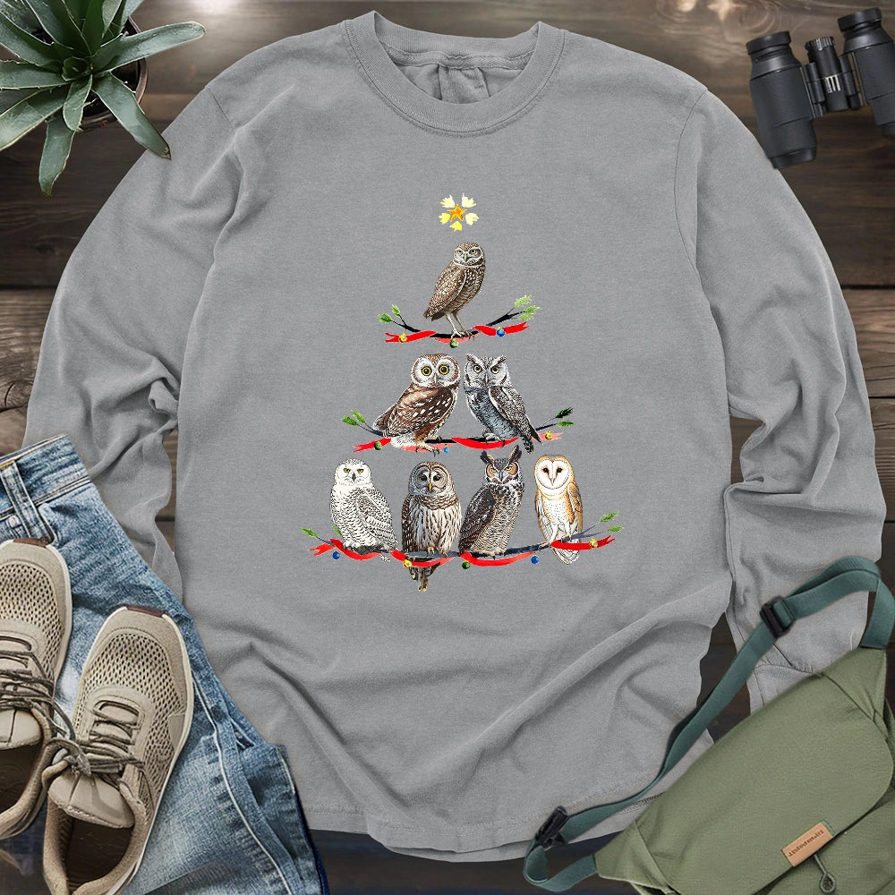 Owl Christmas Tree Long Sleeve T-shirt