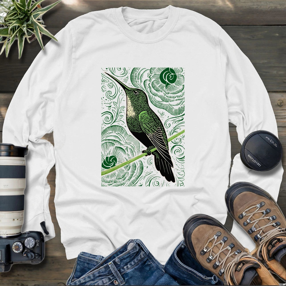 Green Hummingbird Long Sleeve T-shirt