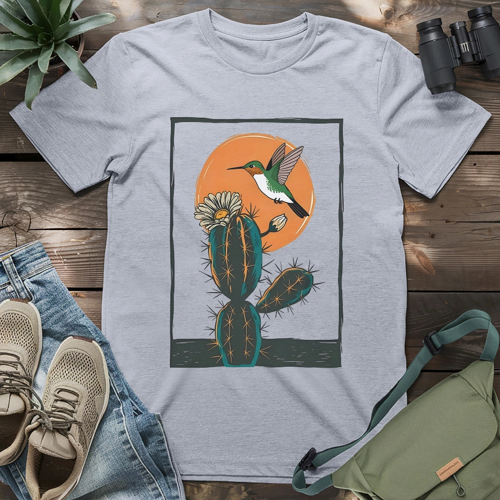 Hummingbird With Cactus T-shirt