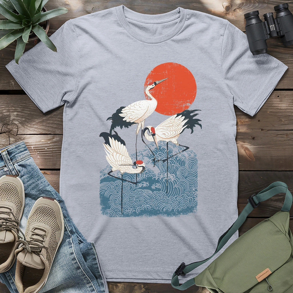 Crimson Sun Cranes T-shirt