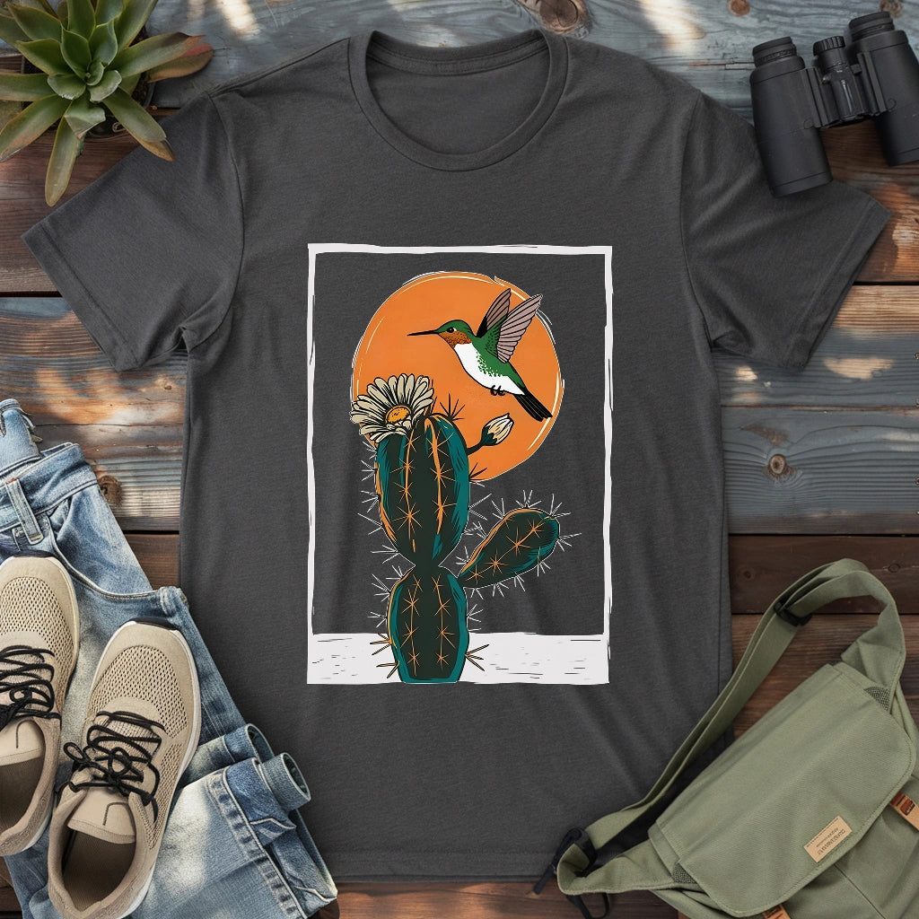 Hummingbird With Cactus T-shirt