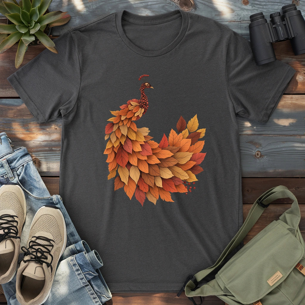 Red Leaves Peacock T-shirt