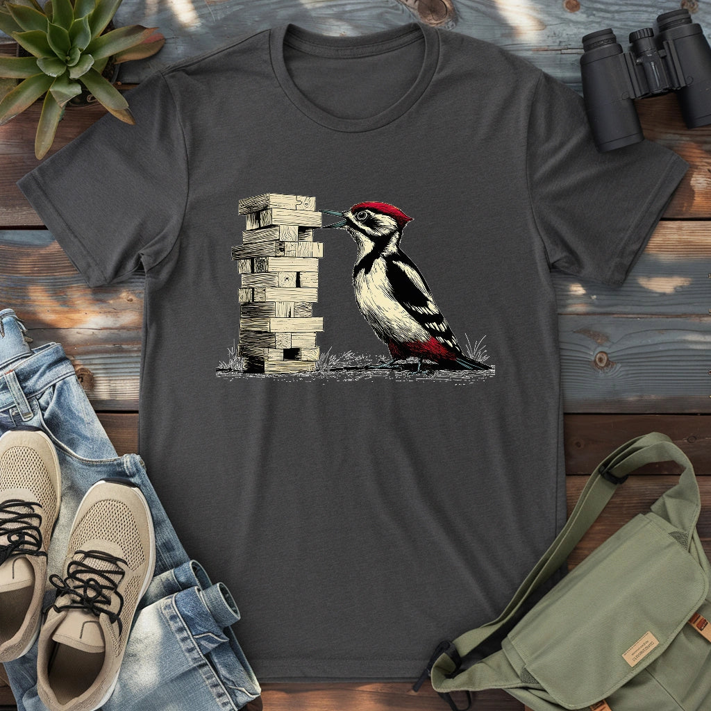 Woodpecker Playing Jenga T-shirt