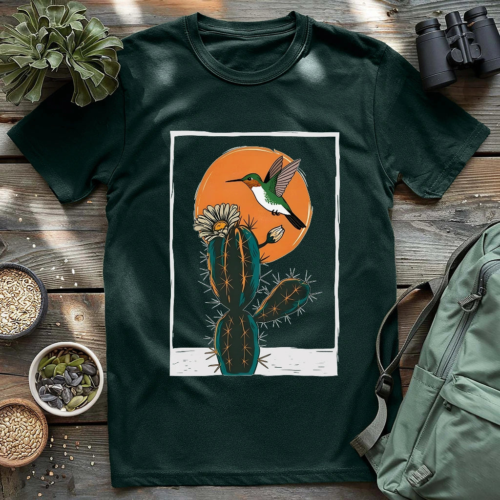 Hummingbird With Cactus T-shirt