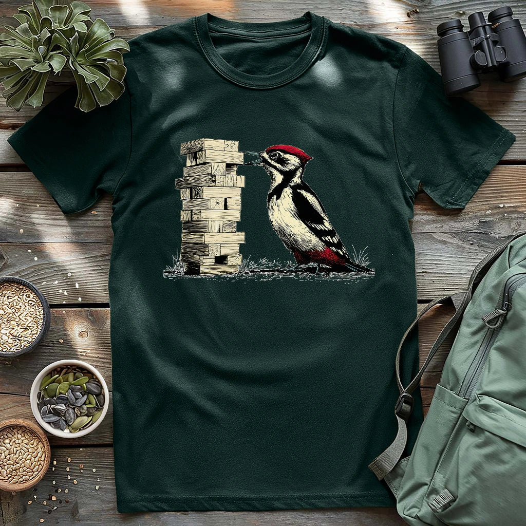 Woodpecker Playing Jenga T-shirt