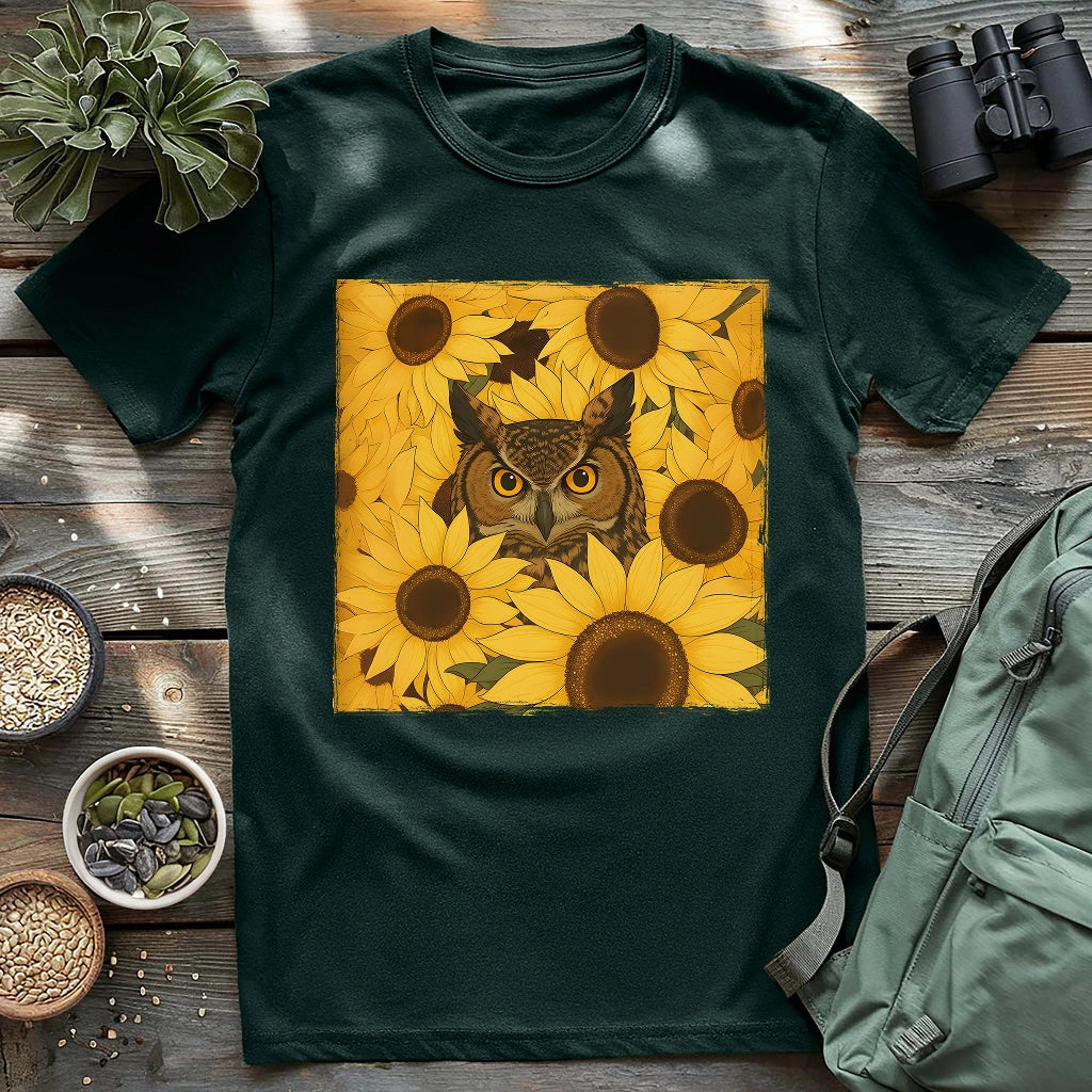 Owl In Sunflower Field T-shirt