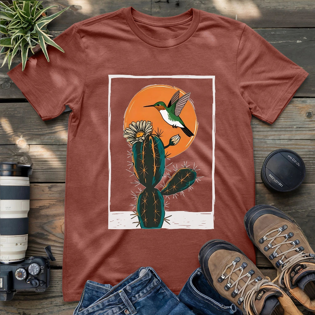 Hummingbird With Cactus T-shirt
