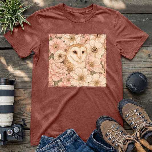 Owl In Flower Field T-shirt