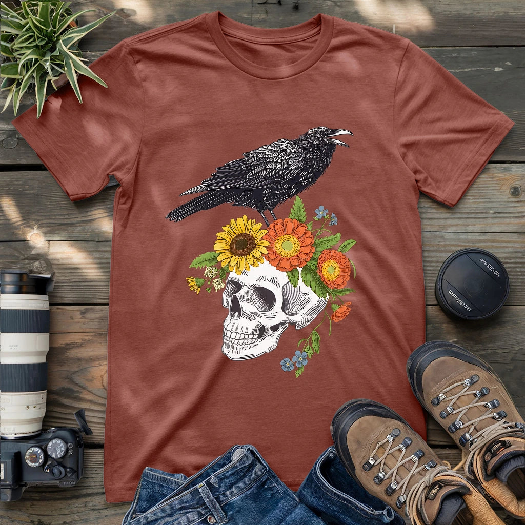 Raven Skull Bloom T-shirt