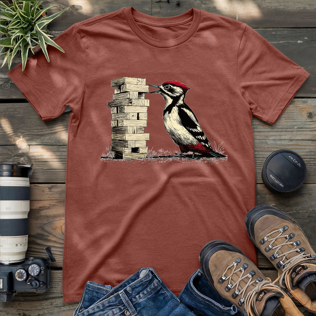 Woodpecker Playing Jenga T-shirt