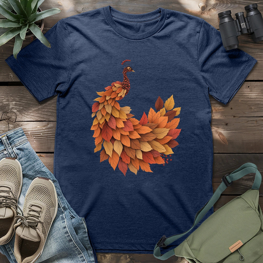 Red Leaves Peacock T-shirt