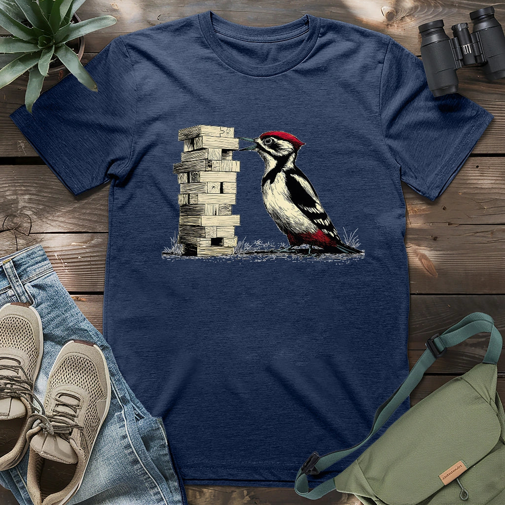 Woodpecker Playing Jenga T-shirt