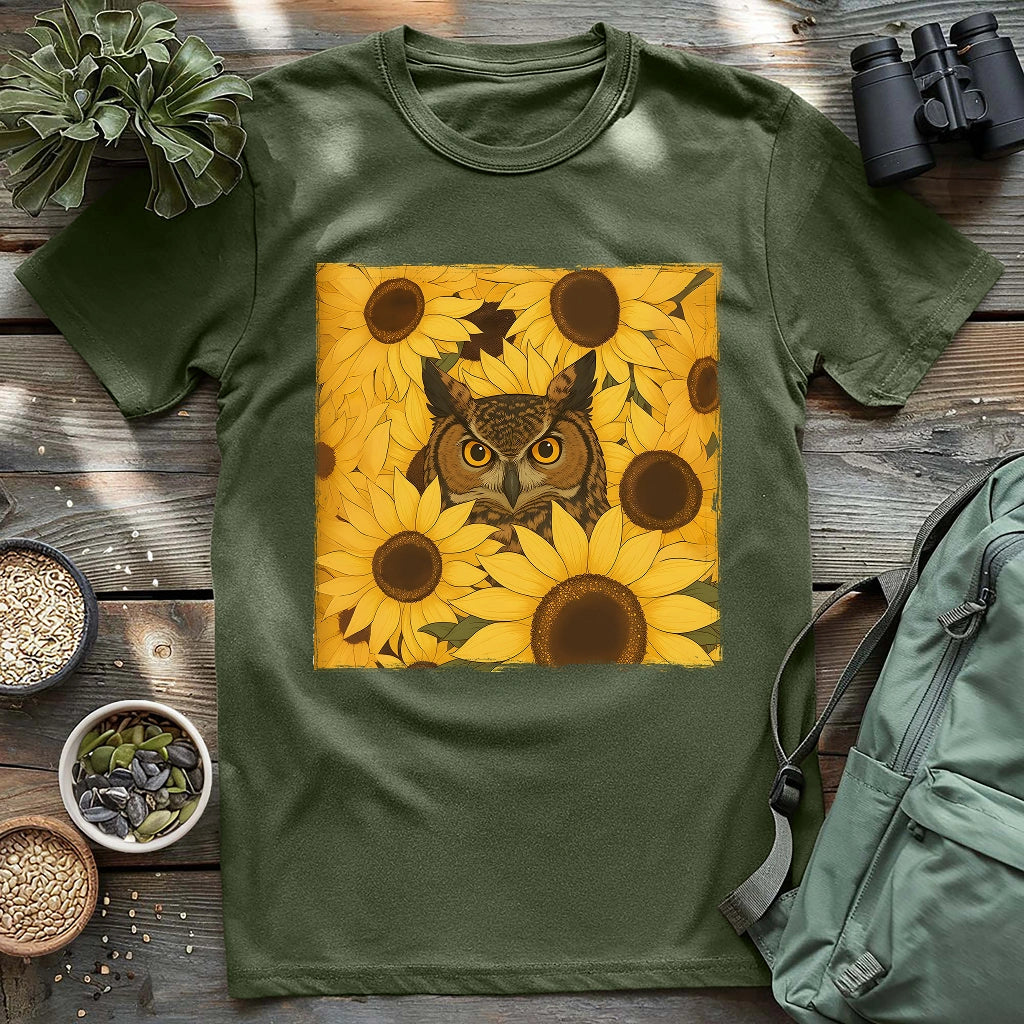 Owl In Sunflower Field T-shirt
