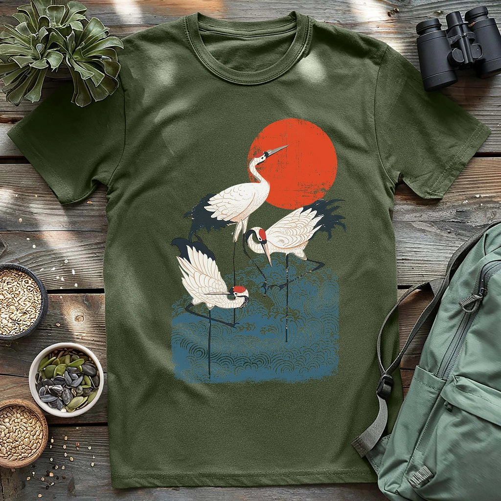 Crimson Sun Cranes T-shirt