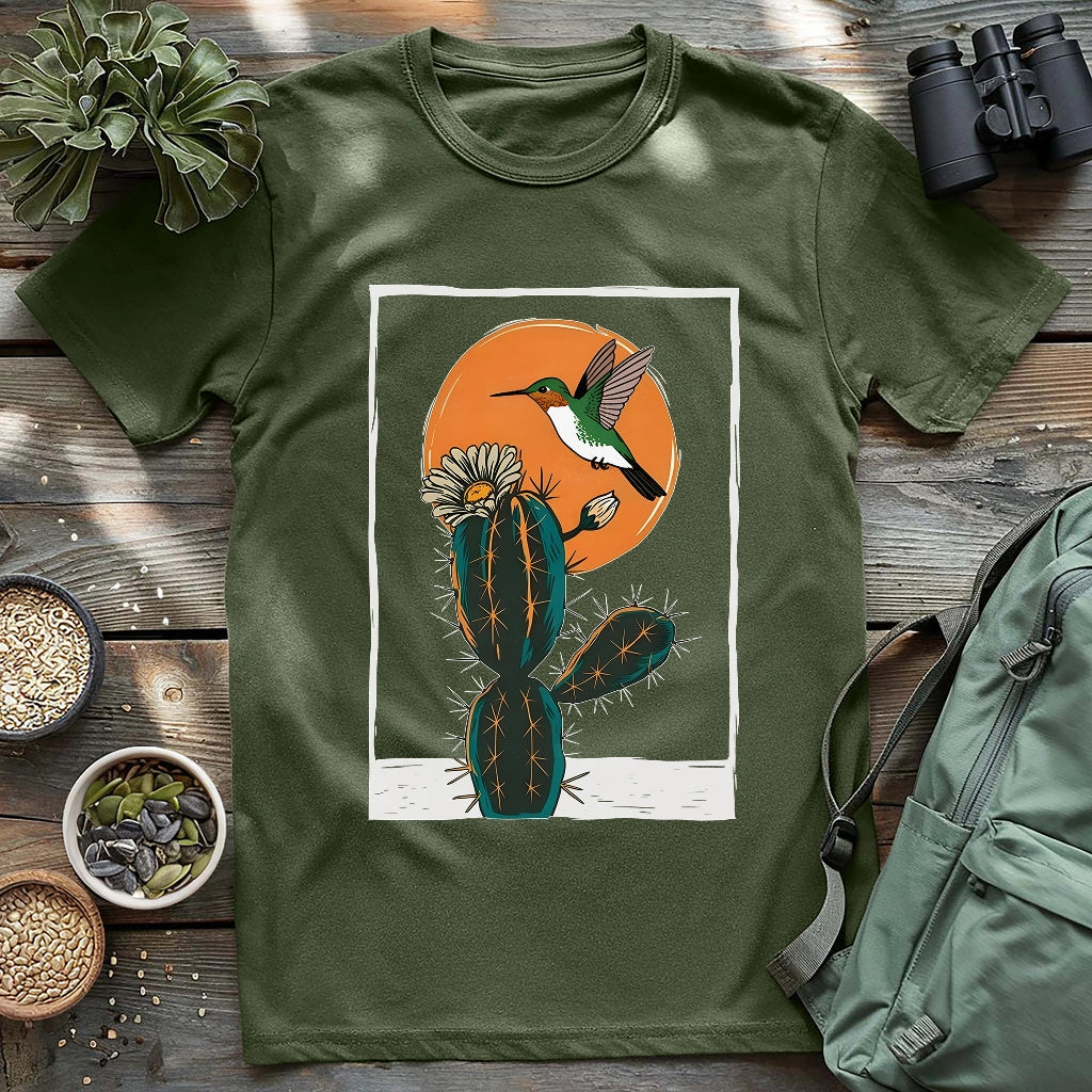 Hummingbird With Cactus T-shirt
