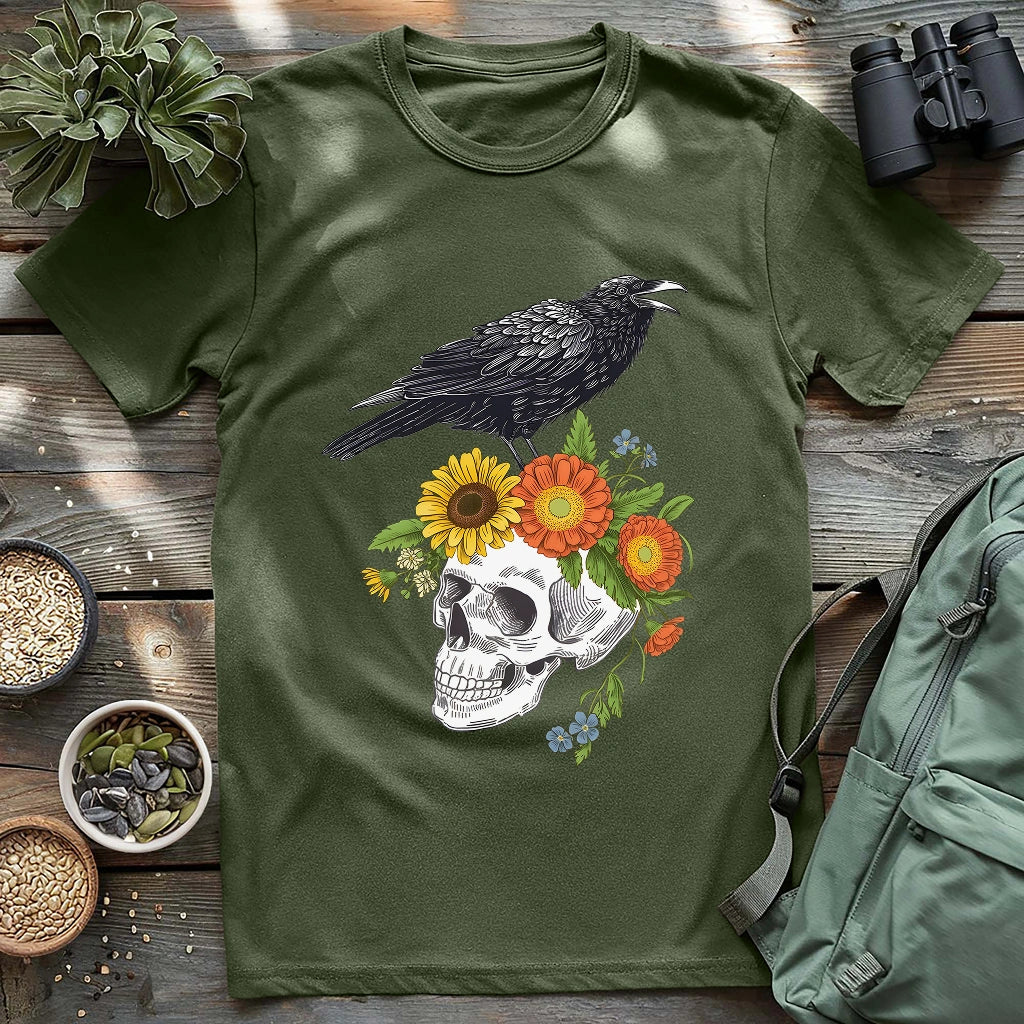 Raven Skull Bloom T-shirt