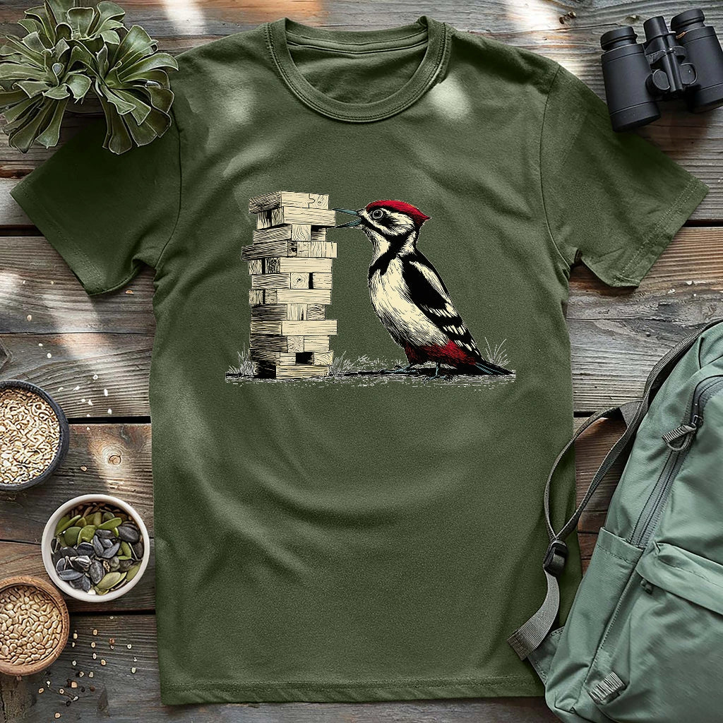 Woodpecker Playing Jenga T-shirt