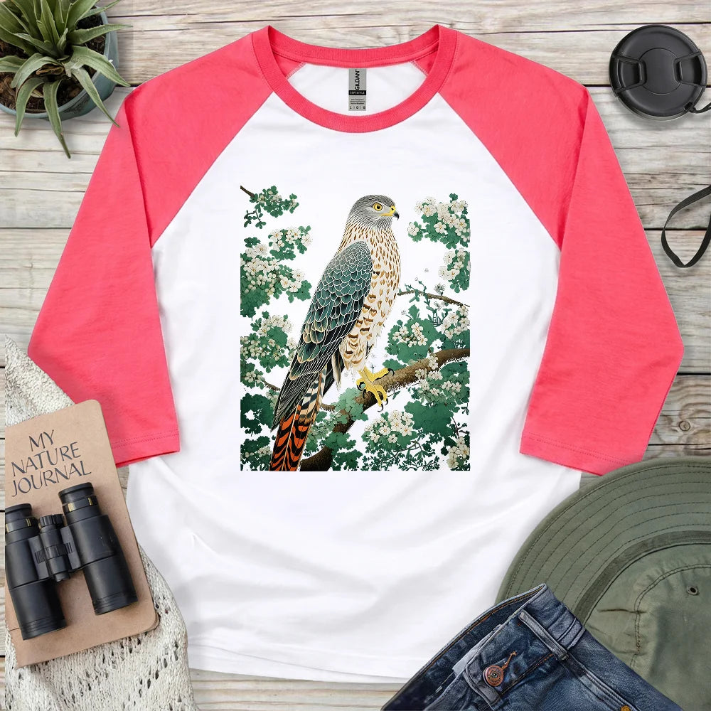 Hawk in Bloom 3/4 Sleeve T-shirt