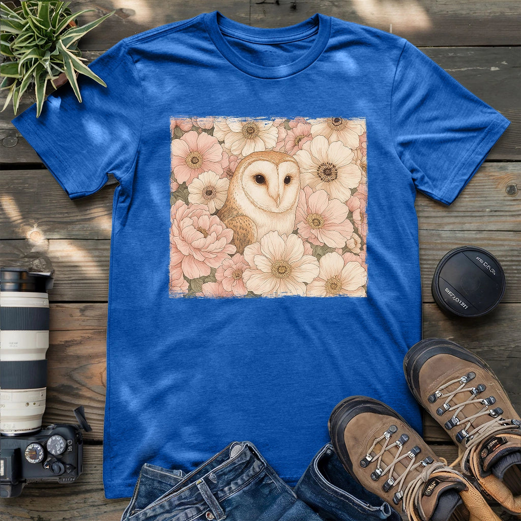 Owl In Flower Field T-shirt
