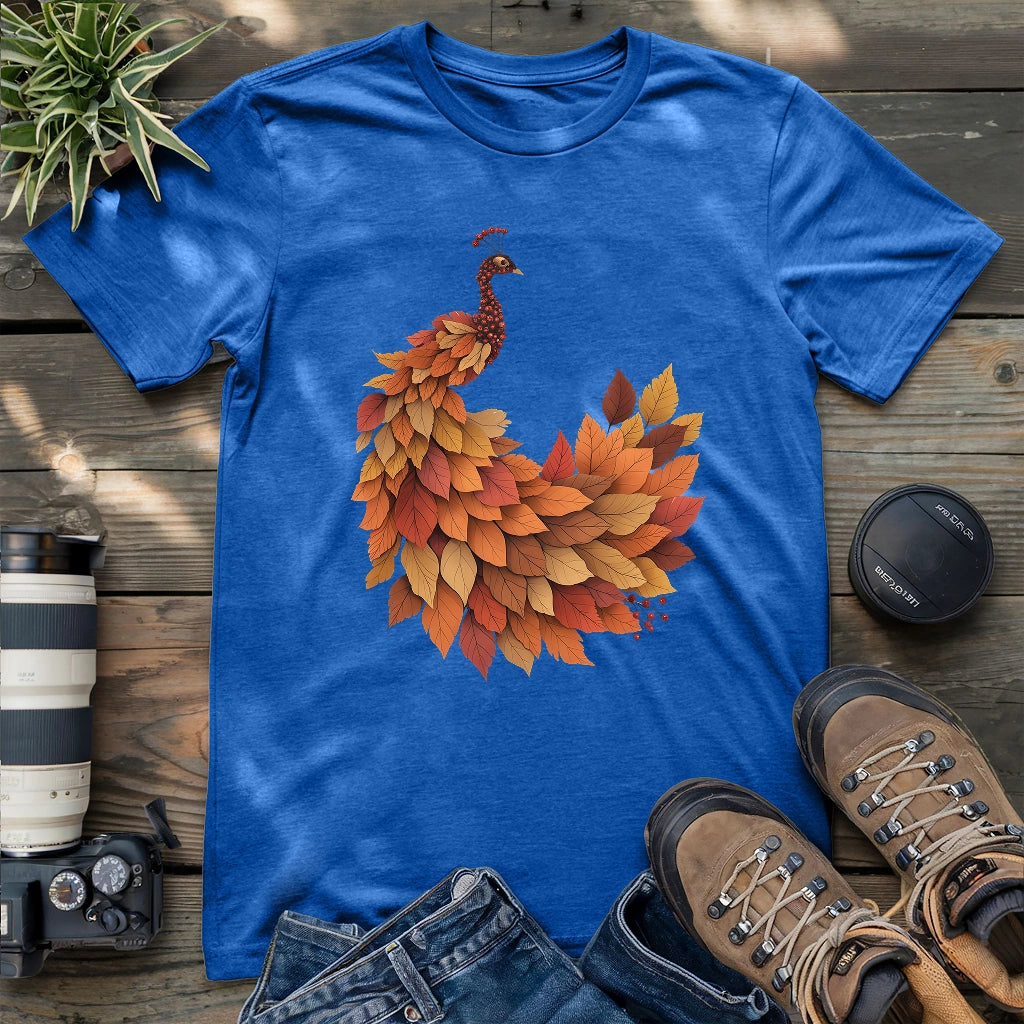Red Leaves Peacock T-shirt