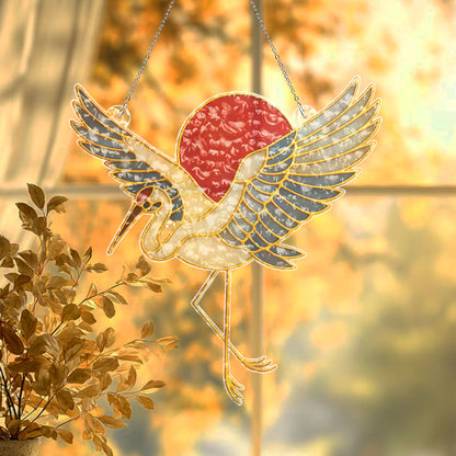 Red Sun Crane Suncatcher