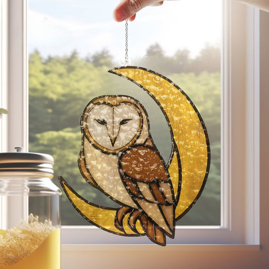 Barn Owl Moon Suncatcher