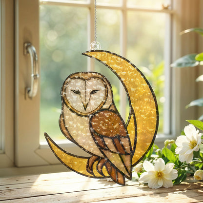 Barn Owl Moon Suncatcher