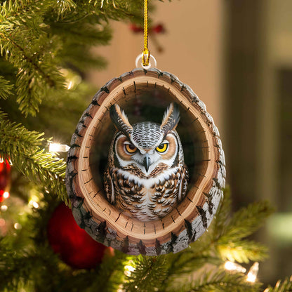 Owl In Tree Hollow Ornament