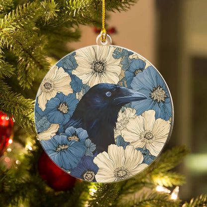 Raven In Flower Field Ornament