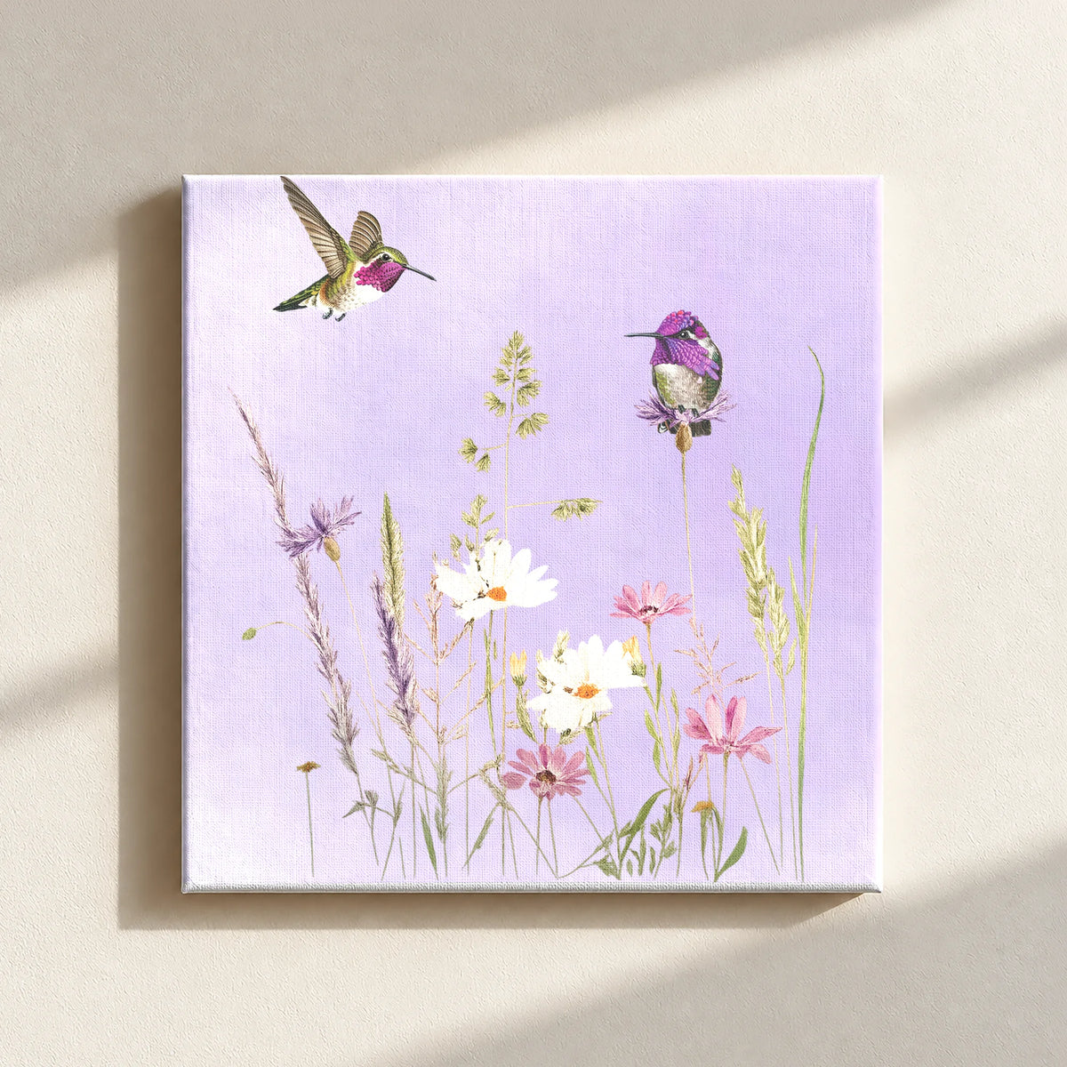 Hummingbirds And Wildflowers Canvas Print