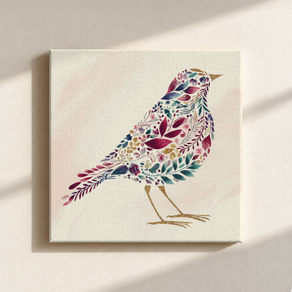Bird Made By Leaves Canvas Print