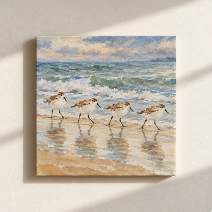 Sandpipers By The Shore Canvas Print
