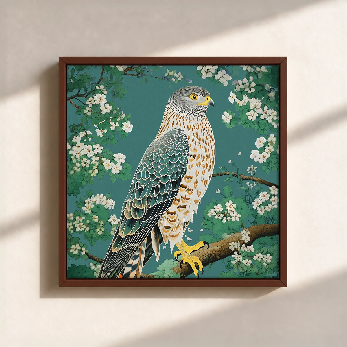 Hawk in Bloom Canvas Print (Framed)